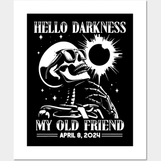 "Hello Darkness My Old Friend" Skeleton & Solar Eclipse Posters and Art